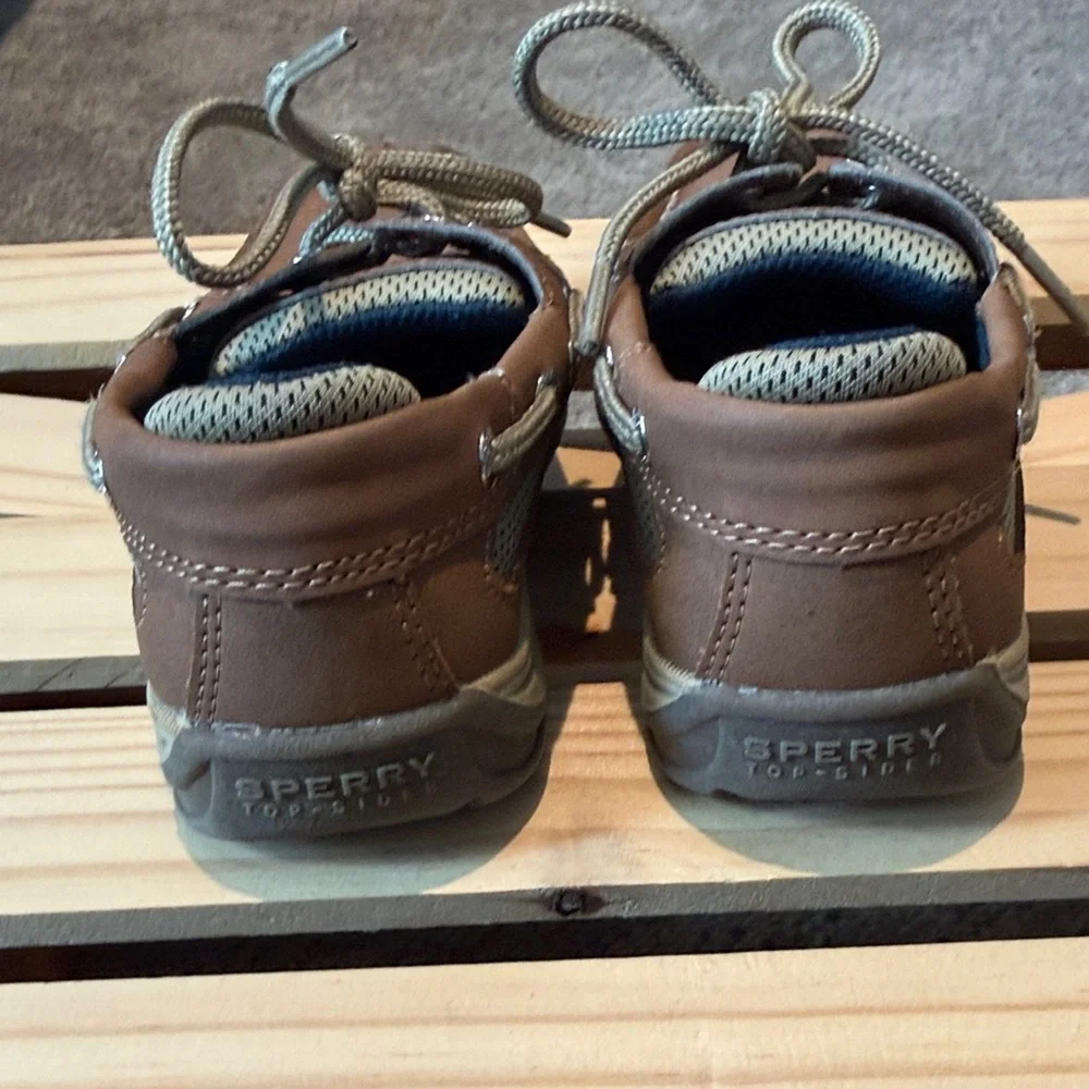 Sperry Tan and Gray Kids Boat Shoe